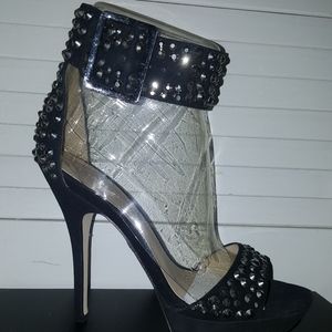 Black Suede embellished Bebe heels